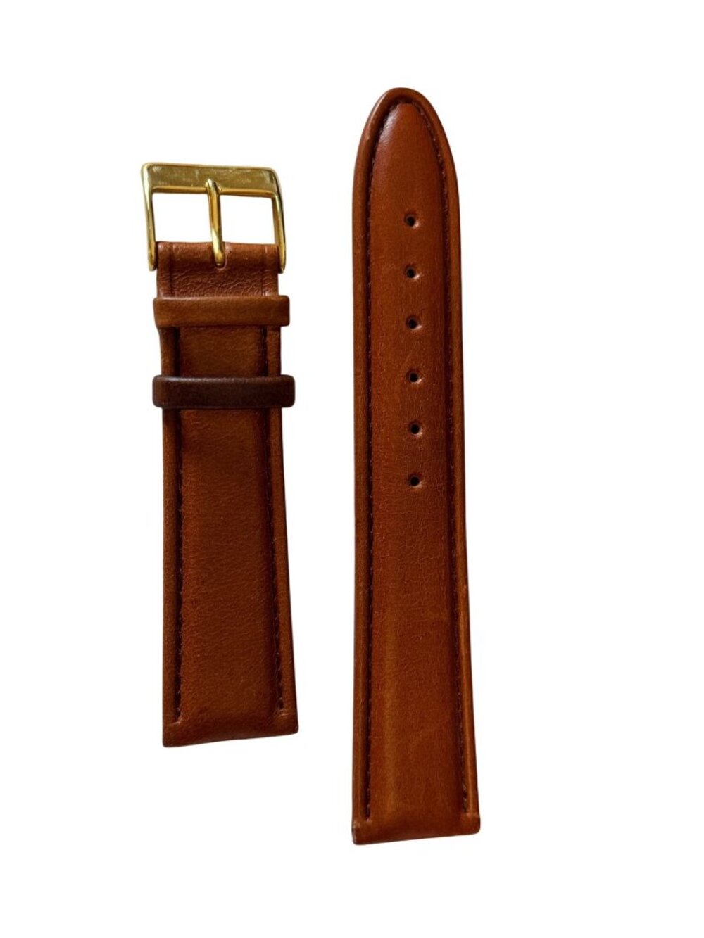 Vintage Genuine Leather 20mm Brown Wrist Watch Strap Band Gold-Tone Buckle